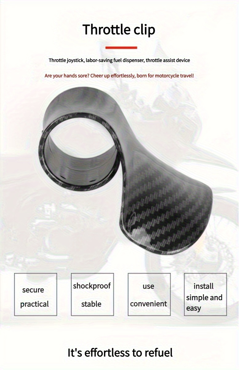 1/2 piezas de la última empuñadura asistente de acelerador en fibra de carbono para motocicleta - potenciador de aceleración, descanso del acelerador, control de crucero, manija auxiliar con guantes cómodos y abrazadera ahorradora de combustible