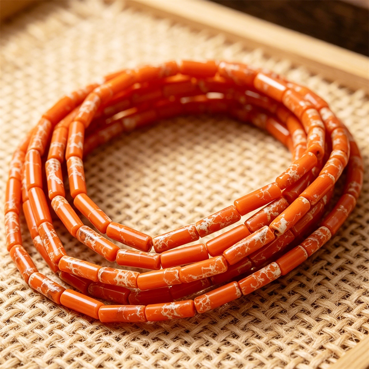 Stone Tube Beads with Spacer Beads for Jewelry Making