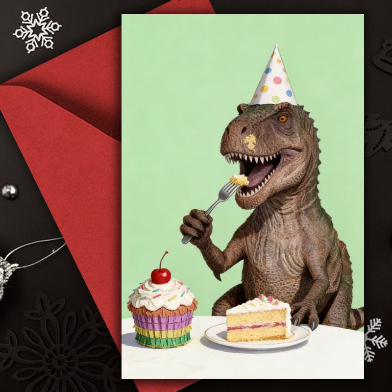 TEMU 1pc Funny Dinosaur Birthday Card With Envelope Suitable For Birthdays, Christmas, Friendship Day - Cute Party Decoration For &, Random Envelope