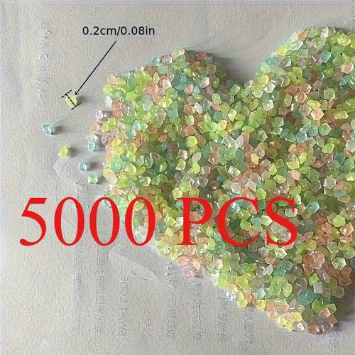 5000 -in-the-Dark Resin Sand & Luminous Stones - -Activated Multicolor 3-5mm for Aquariums, Bonsai, Garden , Miniature Landscapes - Outdoor Decorative Stones, Garden , Pathway