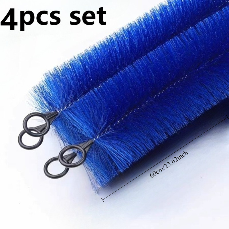TEMU 4pcs High-quality Blue Fish Pond Brush Aquarium High-density Filtration Material, Filter Media Koi Pond Water Purification Filter Brush - Water