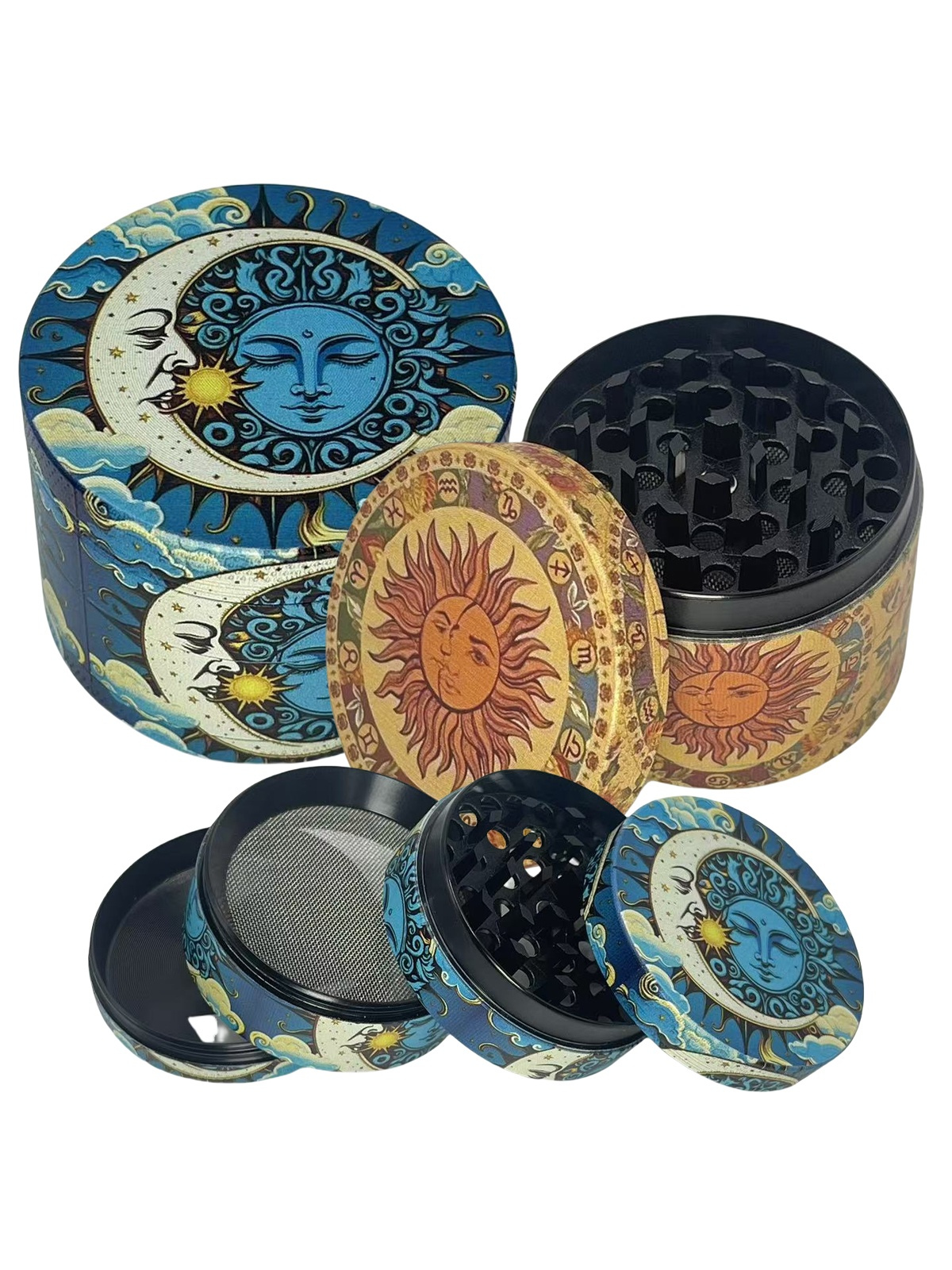 tobacco crusher Grinding Helmet 4-Piece 3D Metal Skull In Helmet Herb Grinder  Spice Wood Herb Grinder boho moon 4 layer metal