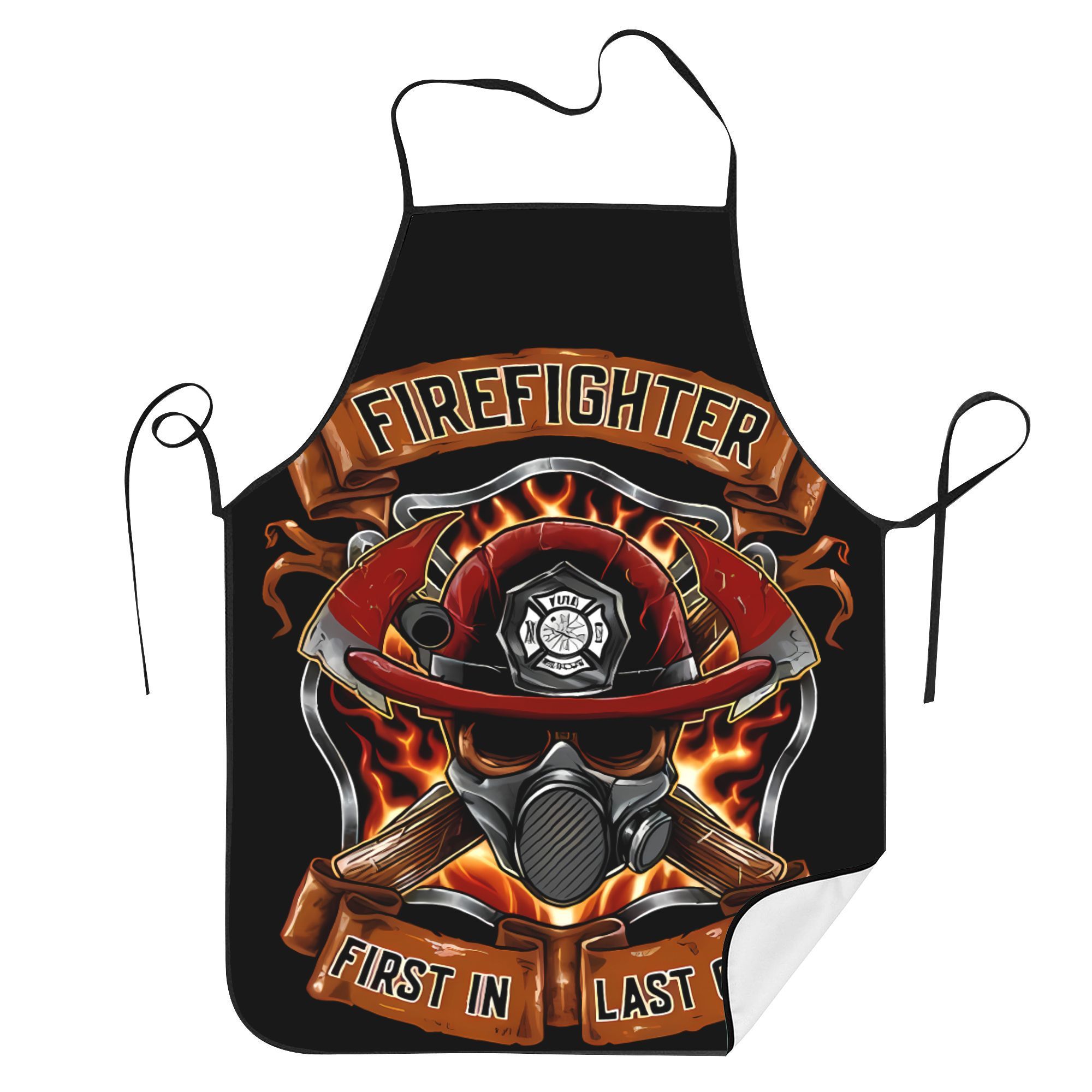 

1pc Vintage-style "firefighter Last" Adult Apron - Sleeveless, Polyester With Firefighter Graphic, Ideal For & Kitchen Wear, Firefighter Decor