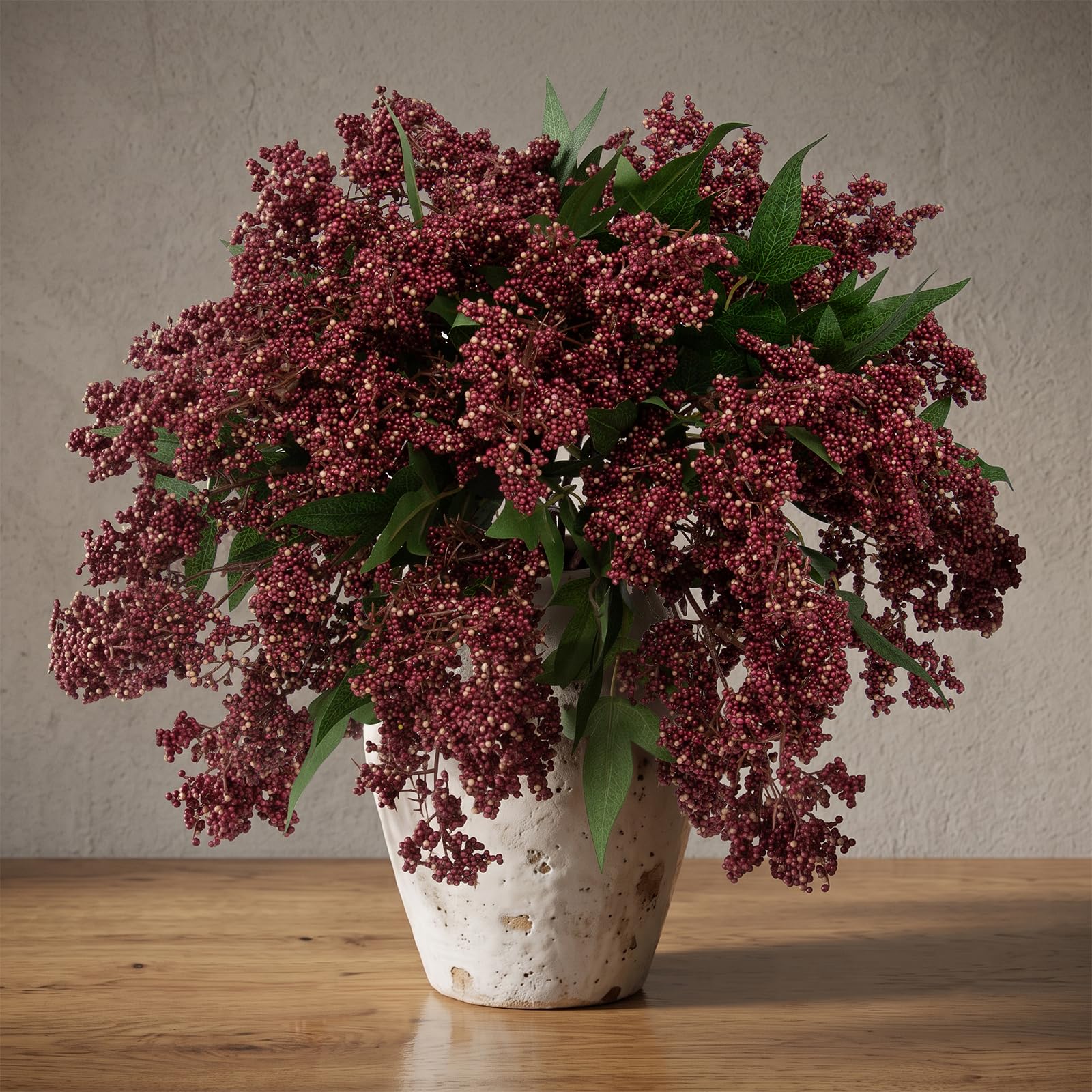 TEMU 6pcs 17in Artificial Berry Stem, Faux Berry Spray Dusty Plum Fall Floral Picks Fake Realistic Berry Spray For Wedding Autumn Farmhouse Home