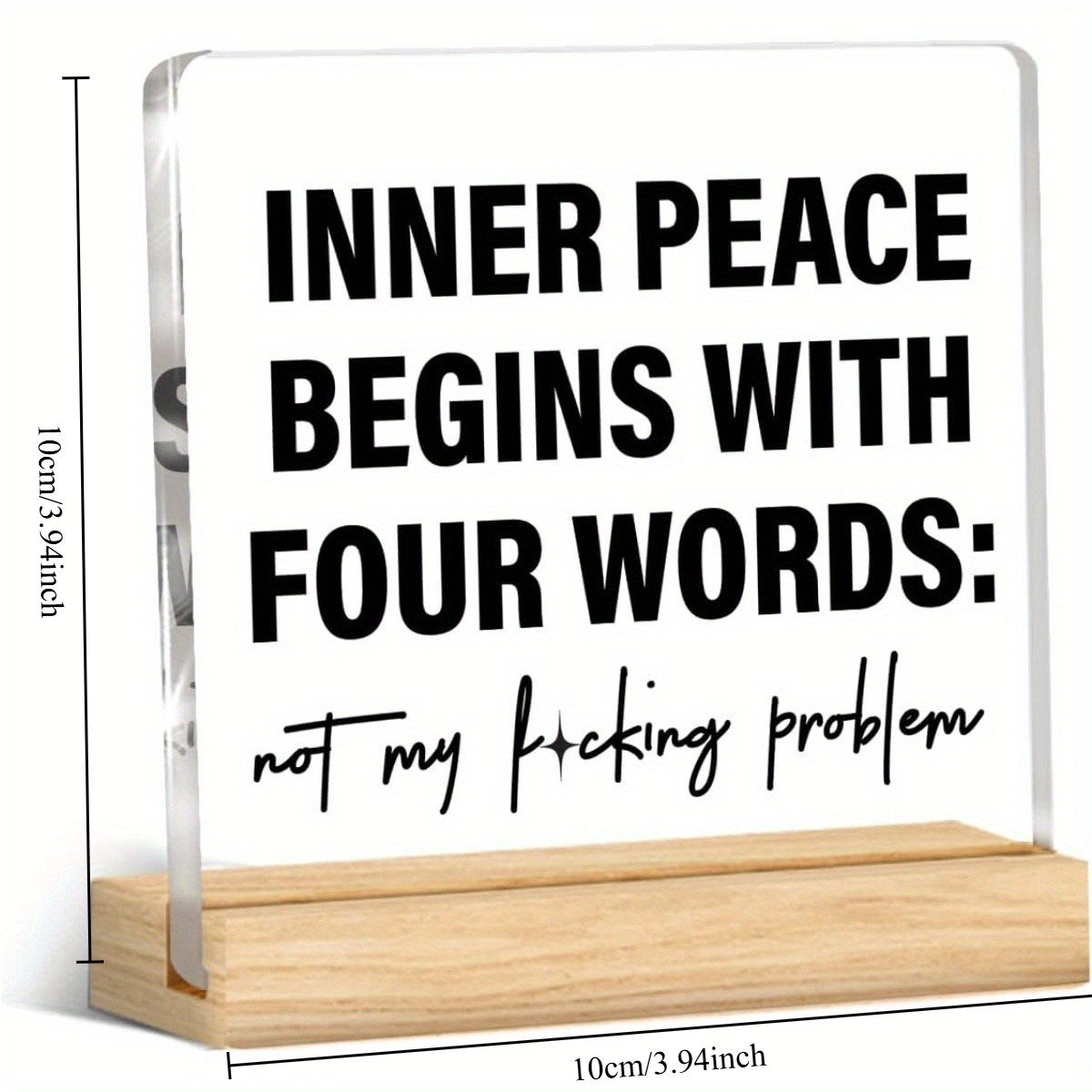 TEMU 2d Flat, 2d Flat Inner Pea Acrylic Desk Nameplate - Humorous Office Decoration With 4 Characters, Includes Base, 2d Flat Design, For A Workplace