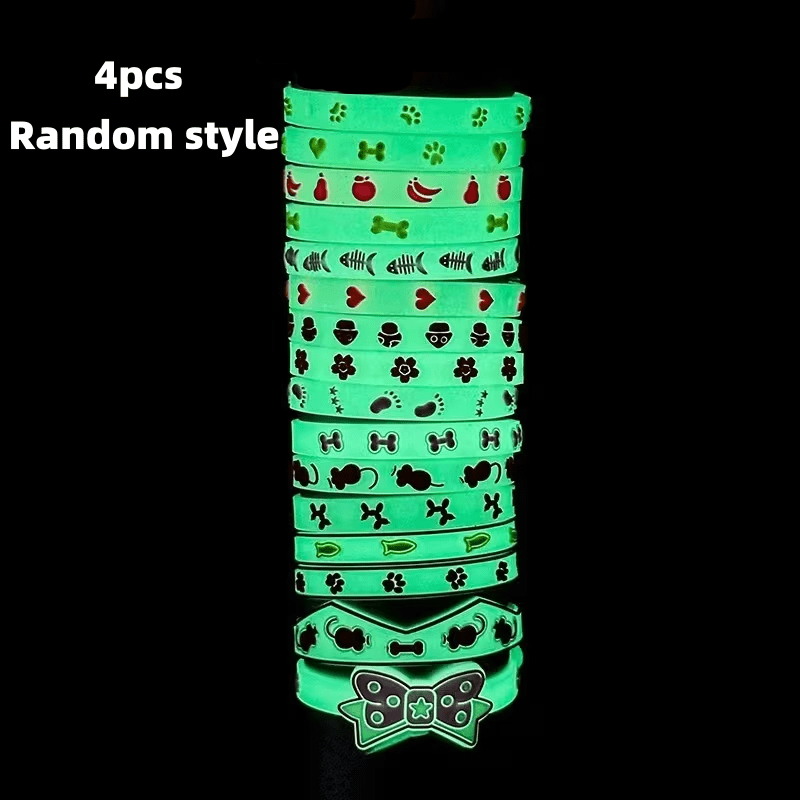 TEMU 4pcs Random Color Glowing Pet Collars, Cute -the-dark Pet Collars, Luminous Pet Collars - Glowing Collars With , Nighttime Safety Anti-lost