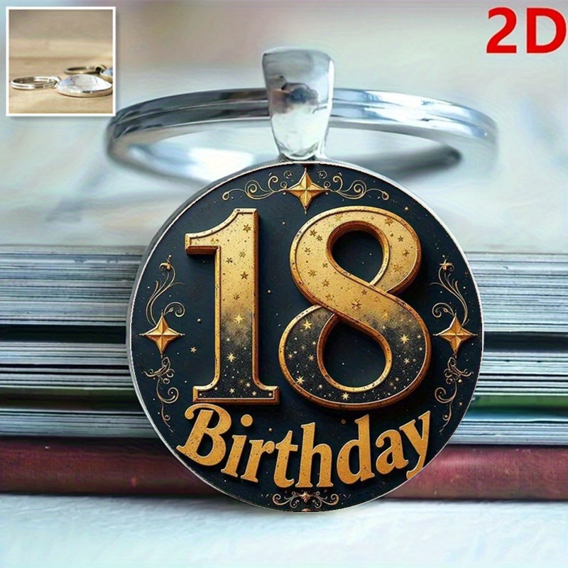 TEMU 2D Piatto, 1pz Distintivo Piatto 2D per il 18簞 Compleanno "Pietra Miliare Adulta", Portachiavi a Tema Commemorativo Giovent羅, Regalo di Crescita