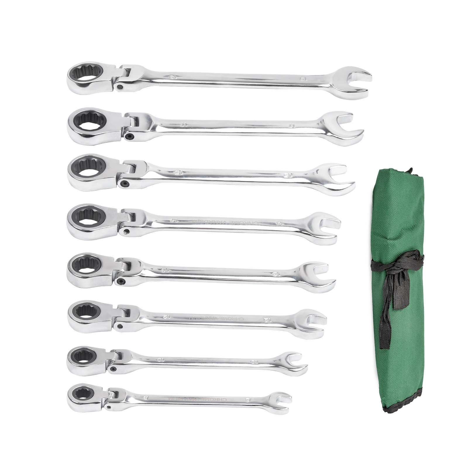 Professional Flexible Ratchet Spanner Set 8-19mm Metric Combination Ratcheting Spanner Set