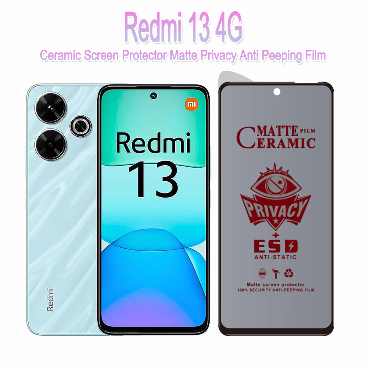 TEMU For Xiaomi Redmi 13 4g 5g / Redmi 12 4g 12 5g Privacy Matte Ceramic Soft Film Screen Protector Not Tempered Glass Film