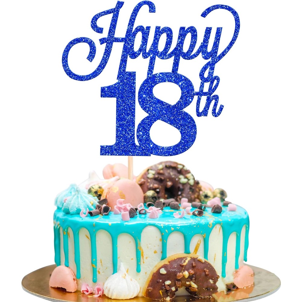 1pc Happy 18th Cake Topper Black Glitter Number 18 Birthday Cake Pick Decorations For Cheers To Old 18th Birthday Wedding Anniversary Party Supplies