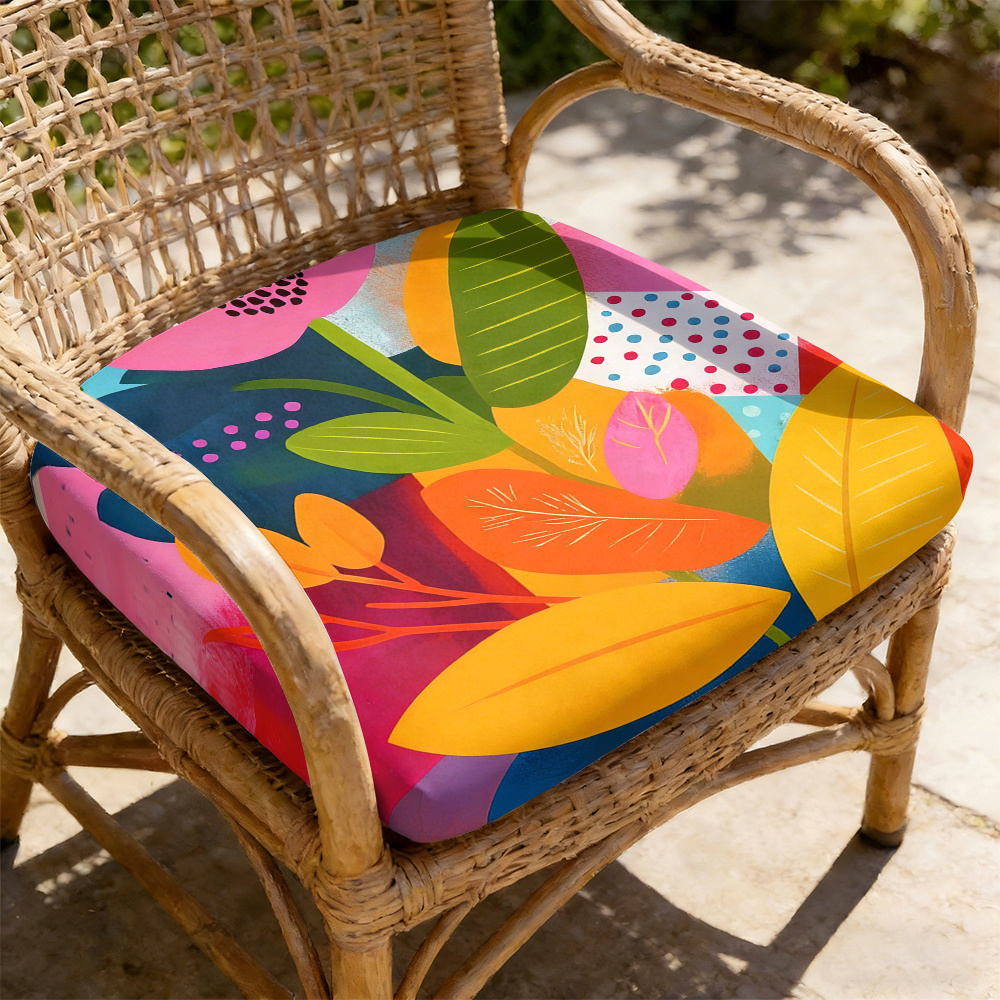 1pc Memphis-Style Flowers Pattern Leisure Seat Cushions, Indoor And Outdoor Seat Cushions, Back Cushions, Size 19.7*17.7*1.57inch, Suitable for Garden Chairs, Office Chairs And Floor Seats. Soft And Comfortable
