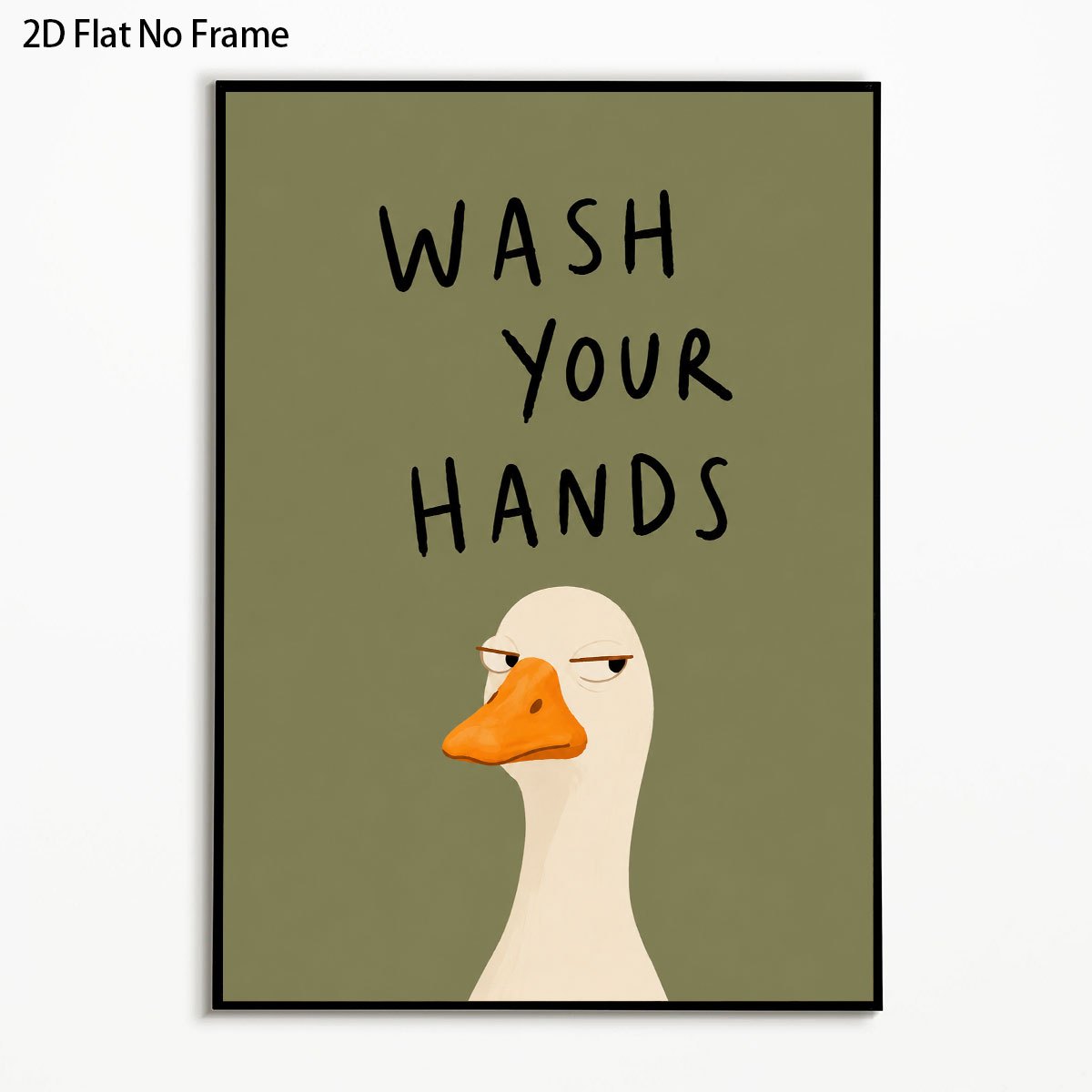 TEMU 2d Flat, 2d Flat, 1pc Unframed Canvas Funny Goose Wash Your Hands Bathroom Minimalist Style Printing Modern Home Decor Wall Art Suitable For