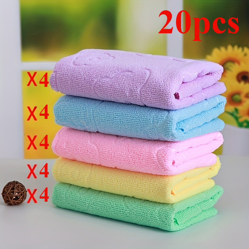 TEMU 20pcs Serviettes Portables Imprimées 5 Couleurs Réutilisables Douces Séchage Rapide Rose, Vert, Cadeau de Fête