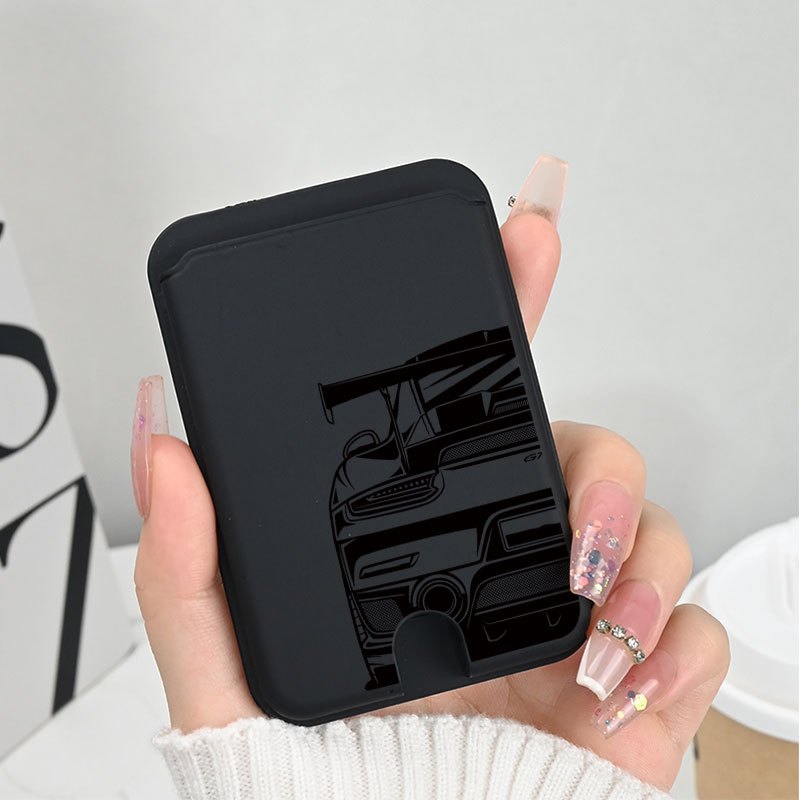 E-shop Supercar-Schalenmuster, Leistungsstarker Magnetischer Handy-Kartenhalter mit Rückenbefestigung, Kreditkartenhalter aus PC-Material – Passend für
