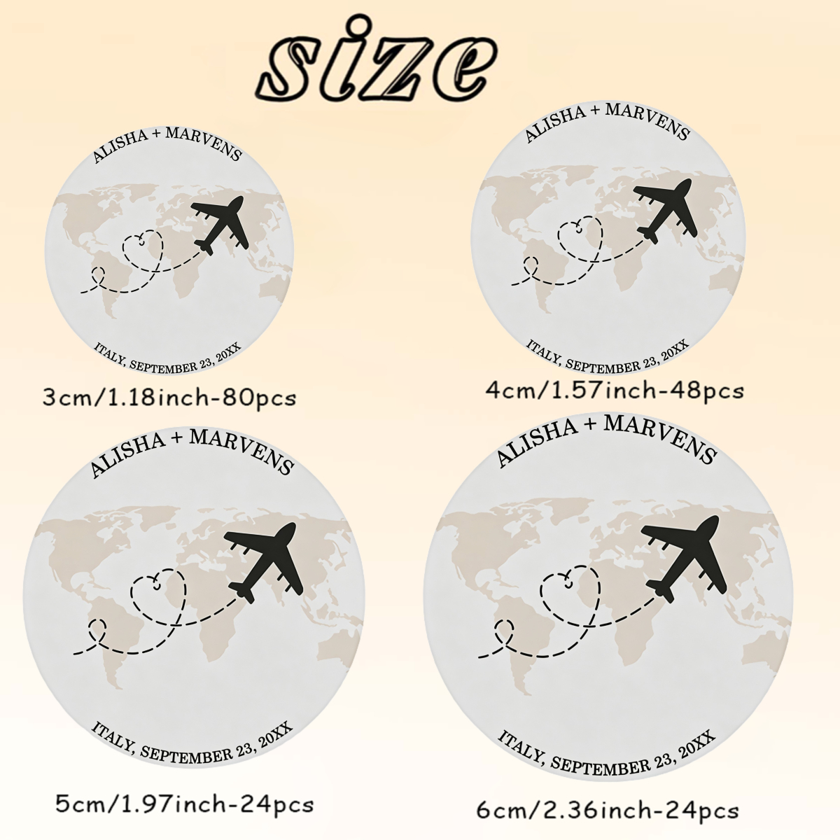 TEMU Adesivo personalizzato, tema di viaggio minimalista, design con mappa , aereo, cuore e linea tratteggiata del percorso di volo, decorazione per