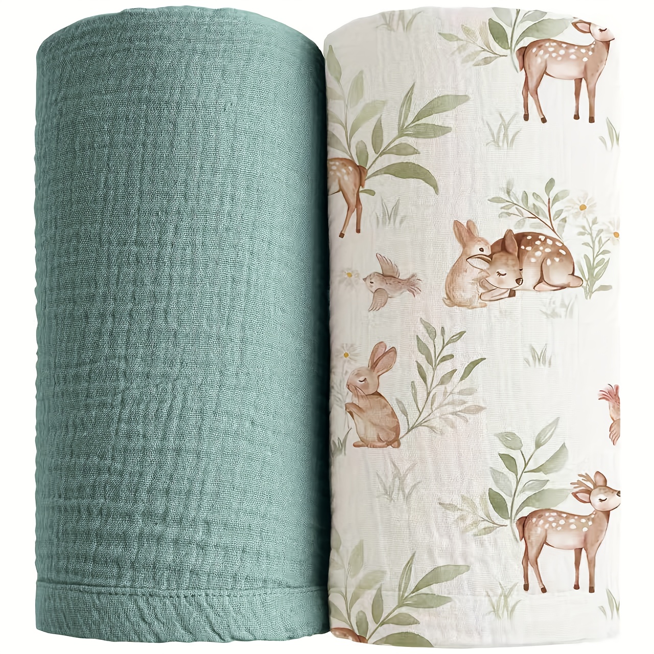 2pcs Muslin Swaddle Blanket Set Suitable For Boys And Girls, Generously Sized 47 Inches, Gentle And Baby For Infants (gender Neutral)