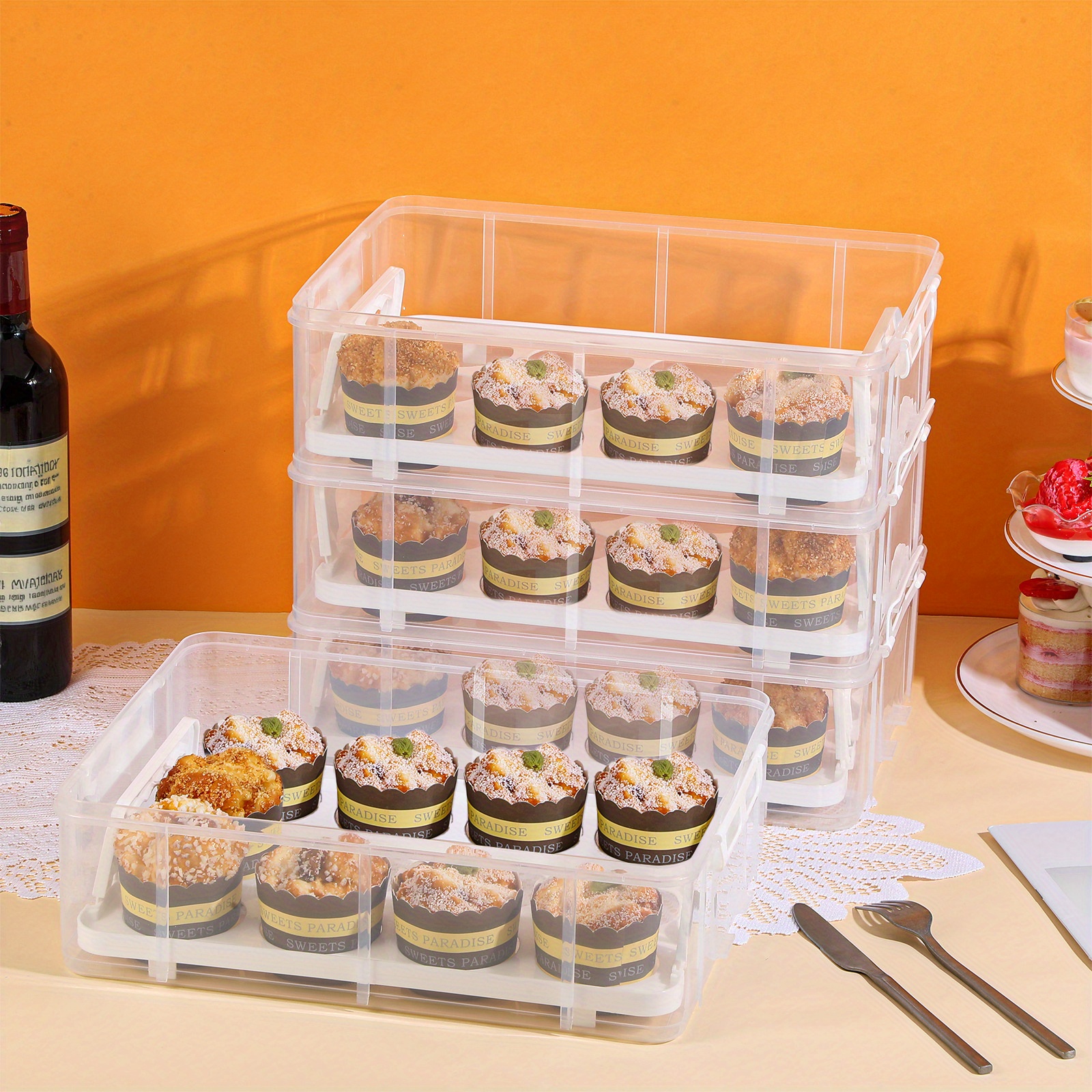 30 Pack Cupcake Boxes Bulk With Clear Display Window Hold 6 Standard Cupcakes Disposable Food Grade White Cupcake Carrier Cupcake Container