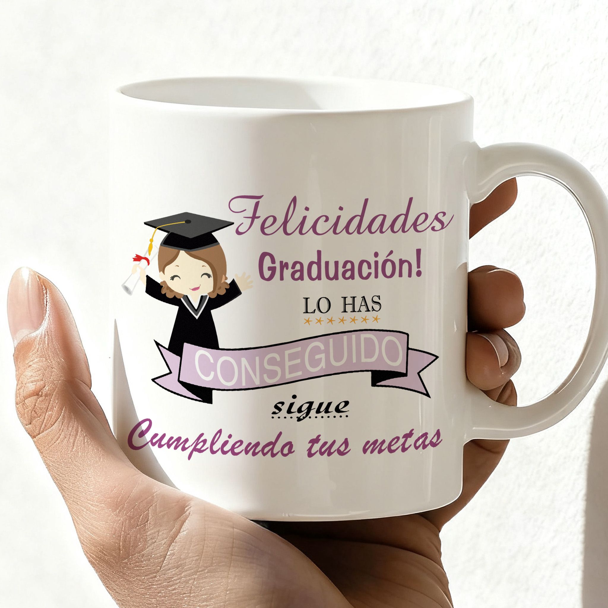 TEMU 1 taza de cerámica blanca de 11 oz con impresión ", lo lograste" | Regalo inspiracional para de secundaria y universidad, Taza ideal para café o