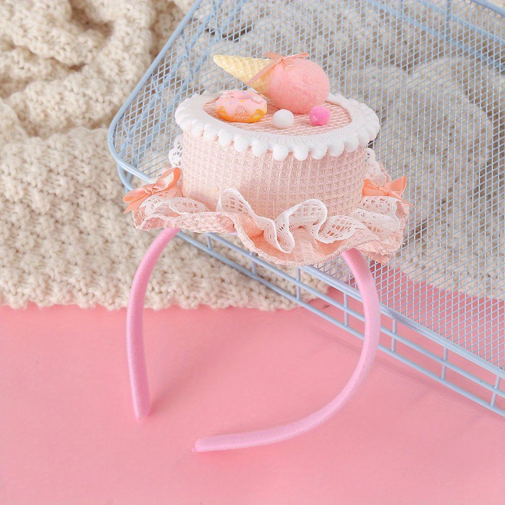 Chic Cream Band And Dessert Beanie Hat - Hand Wash Only, Featherless, Non-electric Birthday Photo Headdress For Christmas,newyear,valentine,party Events I Perfect For Halloween