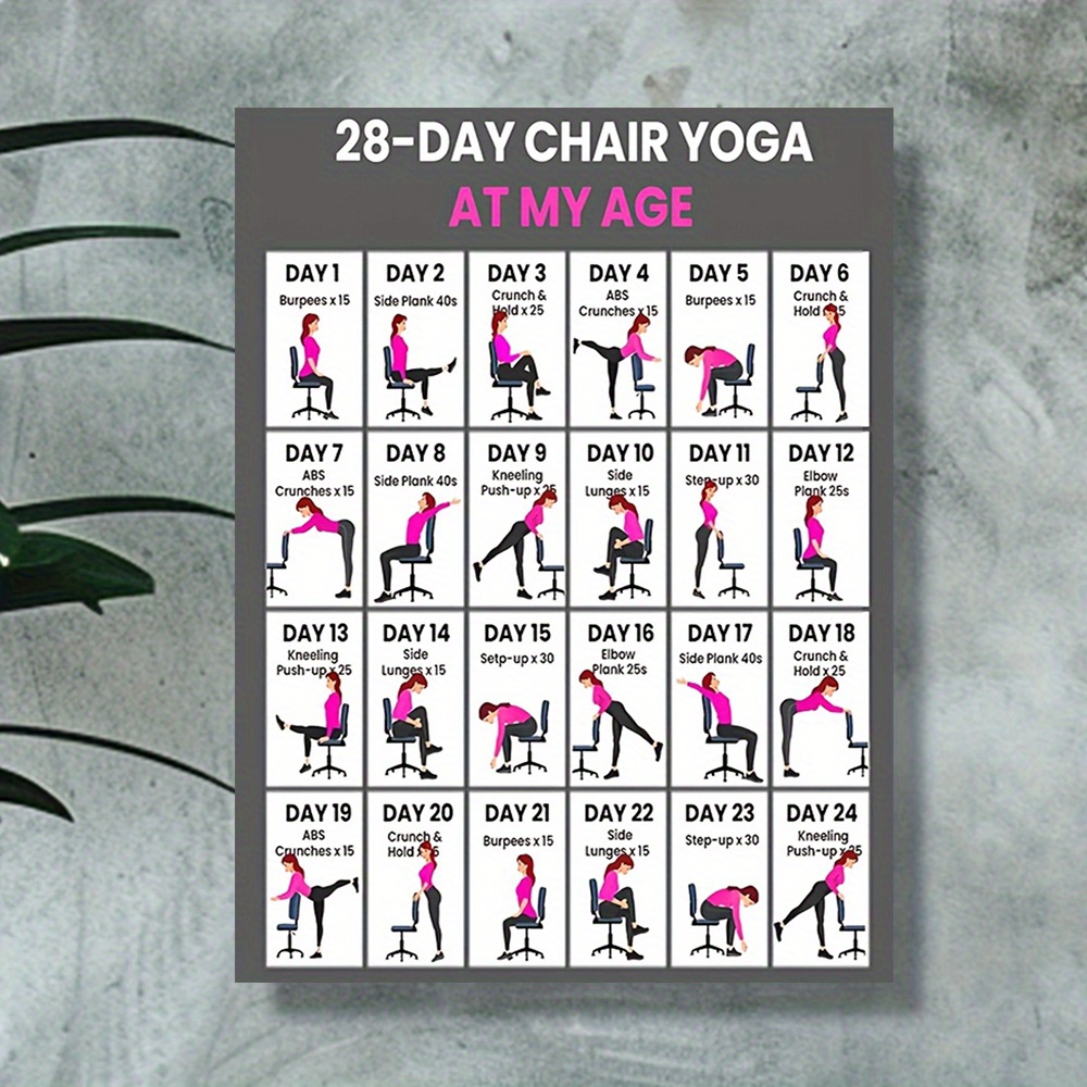 2d flat a 28 day chair yoga chart suitable seniors Temu Bahrain