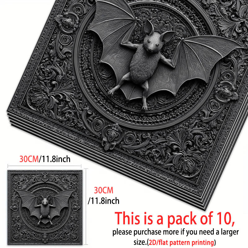 TEMU 10pcs Peel And Stick Self-adhesive Pvc Floor Stickers Compatible For Halloween - Vintage Patterns, Gothic Floor Decals Suitable For Home Bedroom
