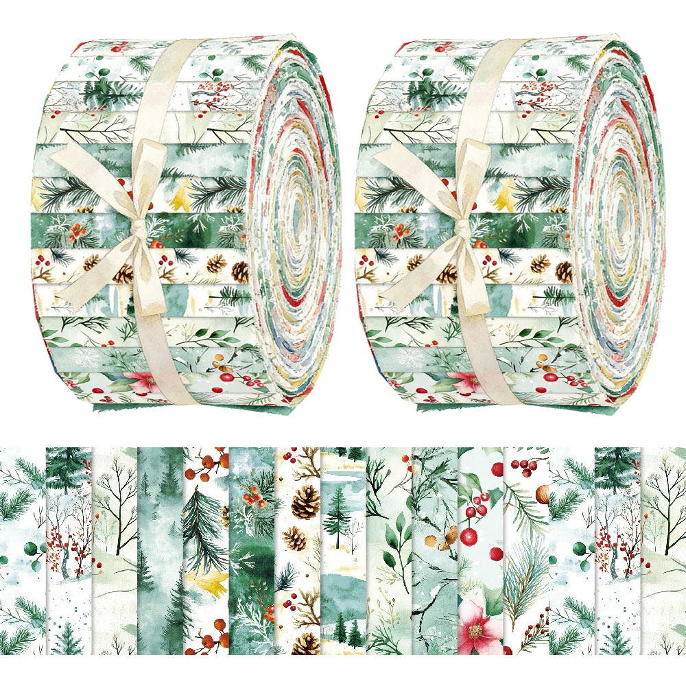 TEMU 40pcs (6.5 * 50cm/2.55 * 19.7inch) Deep Winter Magpie Stitching Fabric Printed Fabric, Fabric For Handmade Projects - Used For , Cutting Diy,