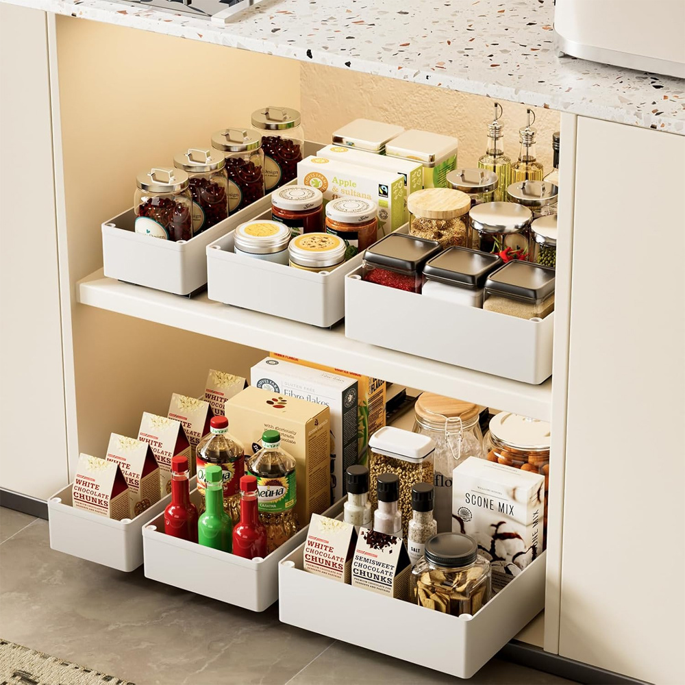 TEMU Set Of 3 Heavy-duty Cabinet Organizers With Pull-out Drawers, Space-saving Storage Drawers For Kitchen, Pantry, Under Sink, Garage, Utility Room