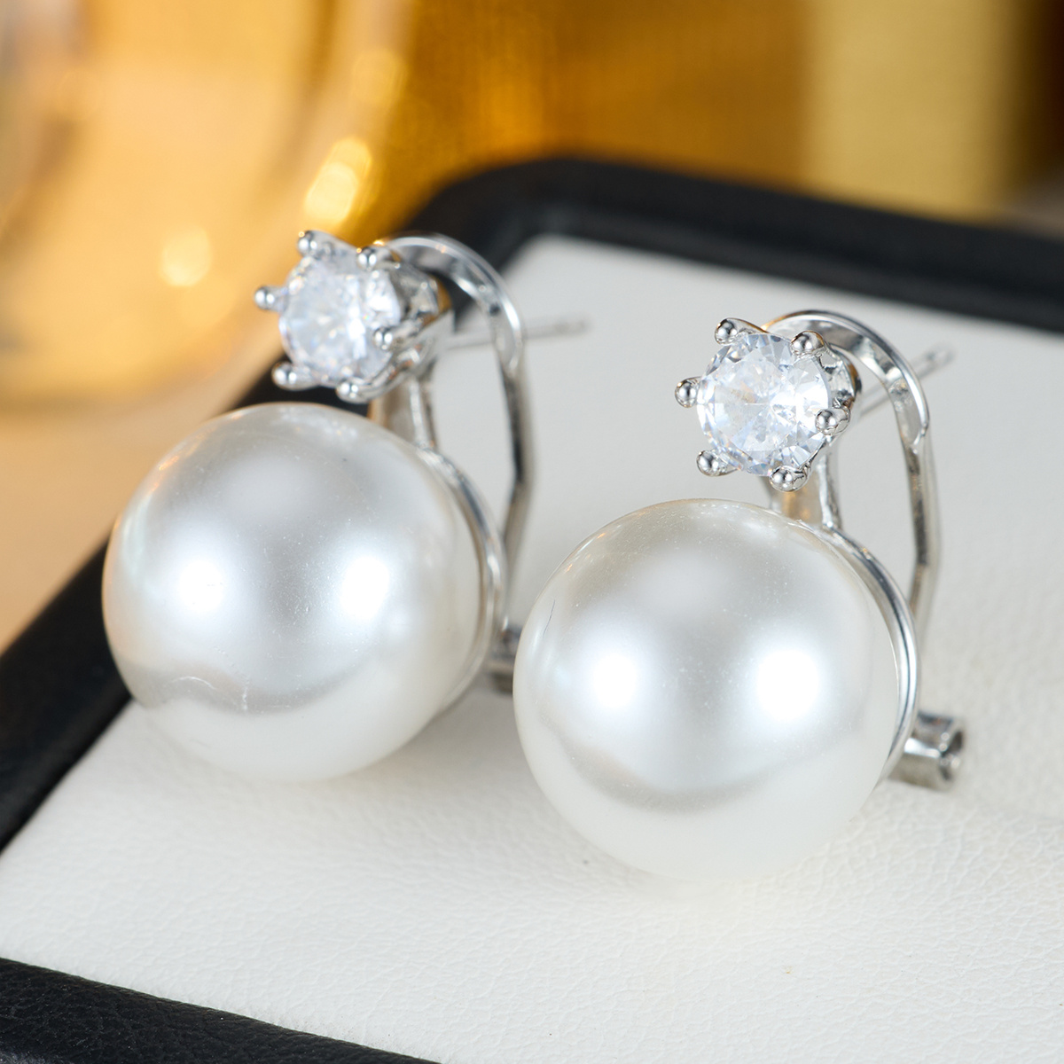 Classic Zirconia Top Bead Stud Earrings, Elegant Gift for Her