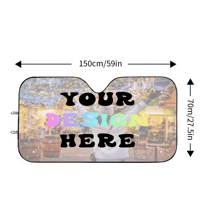 TEMU 1pc Custom Photo Car Sunshade With Colorful Design - Personalized, Durable, , Uv Protection - For Car Windshield, Road Trips, Daily Use