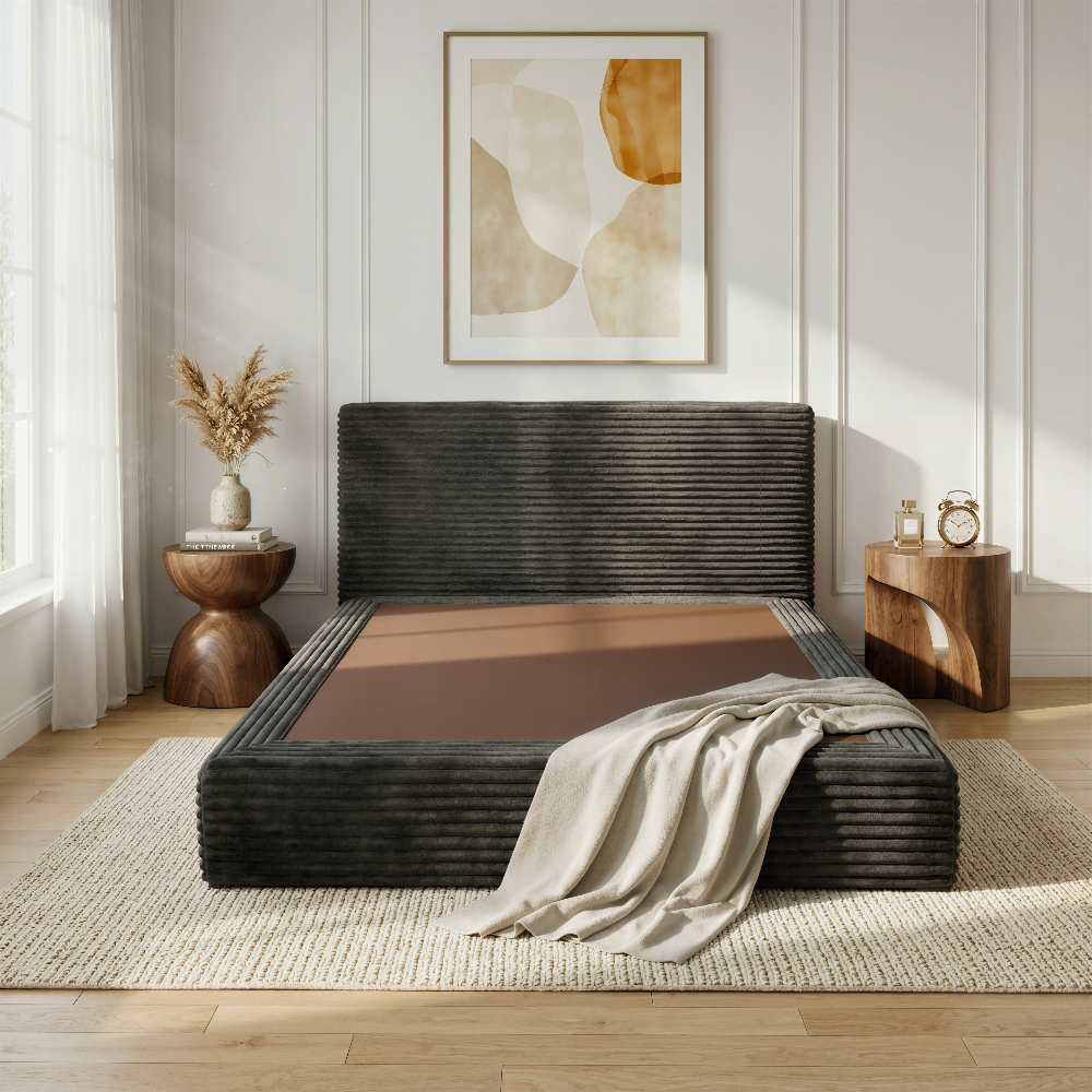 Upholstered Platform Bed, Compressed 2-in-1 Convertible Sofa Bed, Vacuum Packed Boneless Sleeper Couch, Queen Bed Frame Features A Headboard, No Assembly Required, Multifunctional Furniture For Small Apartment Dorm Office