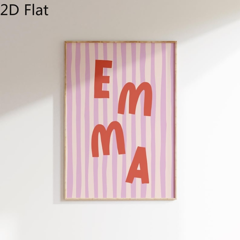 TEMU 2d Flat, Personalized 2d Flat Canvas Poster Unframed - Custom Name Print Nursery Artwork Wall Art Paintings Poster, Canvas Printing, Poster And