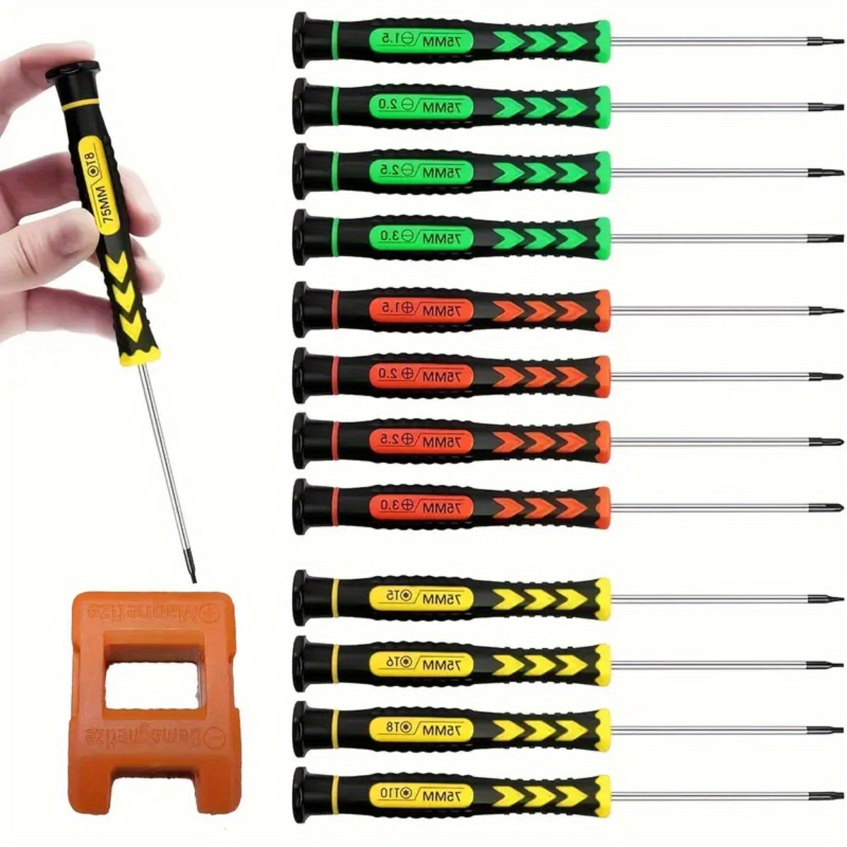 12pcs Mini Precision Screwdriver, Red Small Magnetic Screwdriver Set, Precision Screwdriver Kit, Phillips, , Phillips Head, For Eyeglasses, Watches, Mobile Phone Repairs