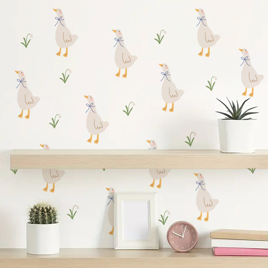 

Watercolor Duck Wall Decal - Removable Pvc Animal Sticker For Bedroom, Living Room, Bathroom - Decor Gift