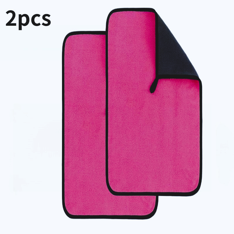 Image of 2pcs Fiber Car Cleaning Towels - Thickened, High Absorbency, No Lint, Efficient Drying And Cleaning, Size 29.49 X 59.51 Cm, Car Care Essential | | Microfiber Material, Car Cleaning