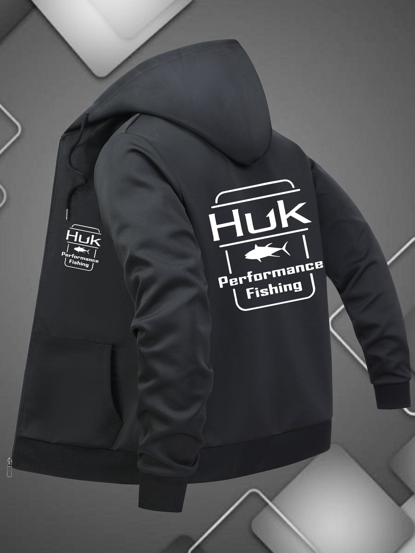 men's casual hooded jacket fishing graphic print zipper Temu