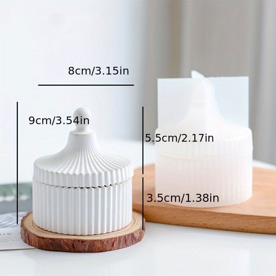 TEMU 2 Stk./DNEJIU Runde gestreifte Silikonform geeignet für Harz, Ton, Gips, Beton-Bastelarbeiten – DIY-Form für Kerzenglas & Aufbewahrungsbox mit