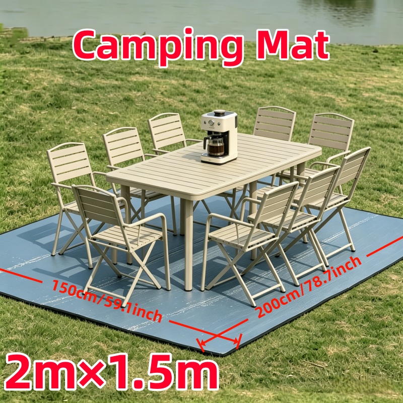 TEMU Tapis de camping tout temps, extra large – Feuille d'aluminium durable + tissu EPE, espace pour 2/4/6/8 personnes, tapis portable 3 couches pour