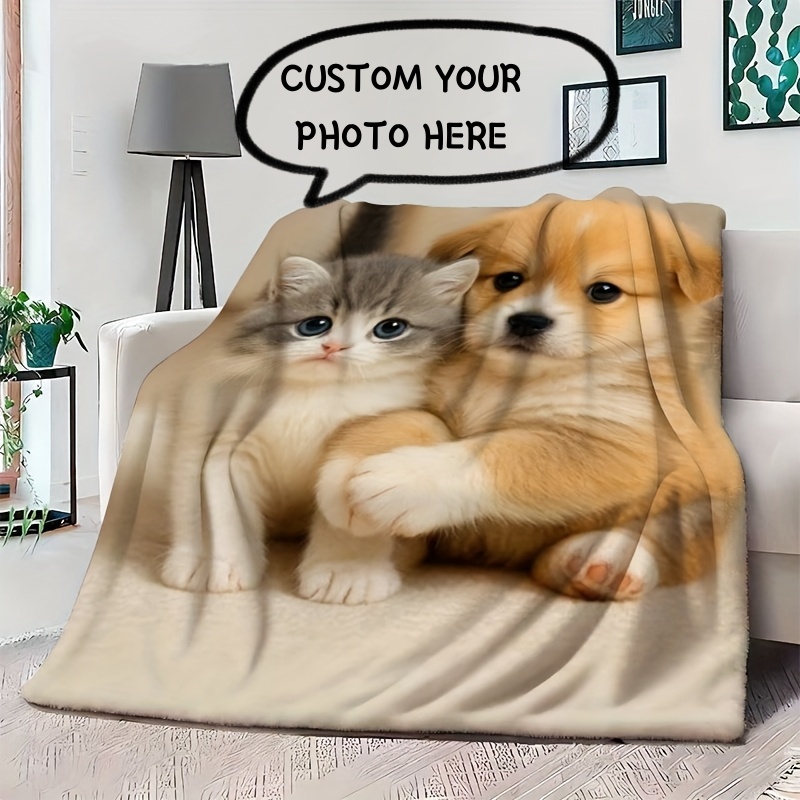 Personalized Photo Bed Cover/Nap Blanket, Custom Gift