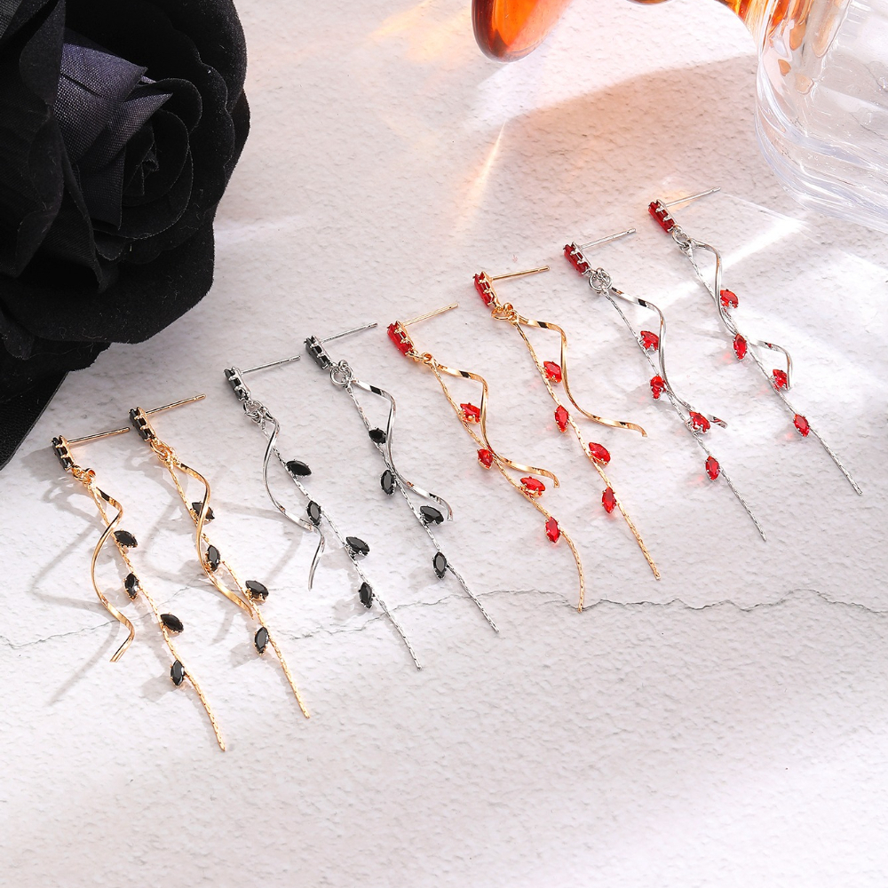 Exquisite Tassel Earrings with Synthetic Zirconia, Elegant Design