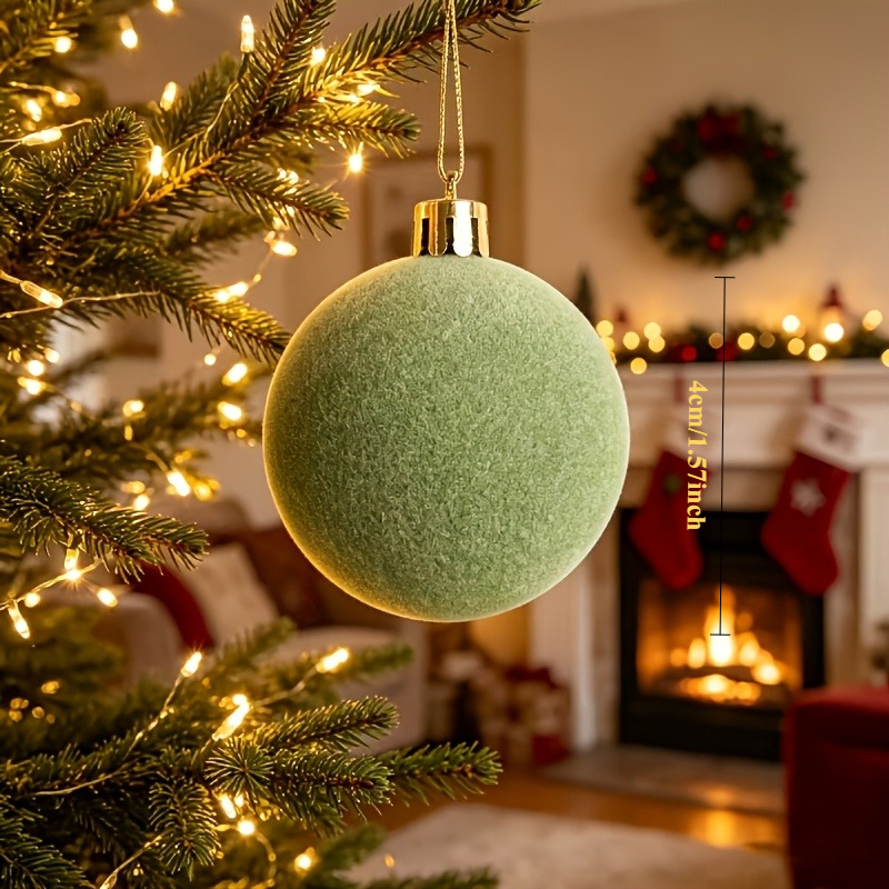 TEMU 11 pezzi di ornamenti natalizi in peluche verde da 4 cm - Palline natalizie in velluto , decorazioni per l' dell'albero di Natale