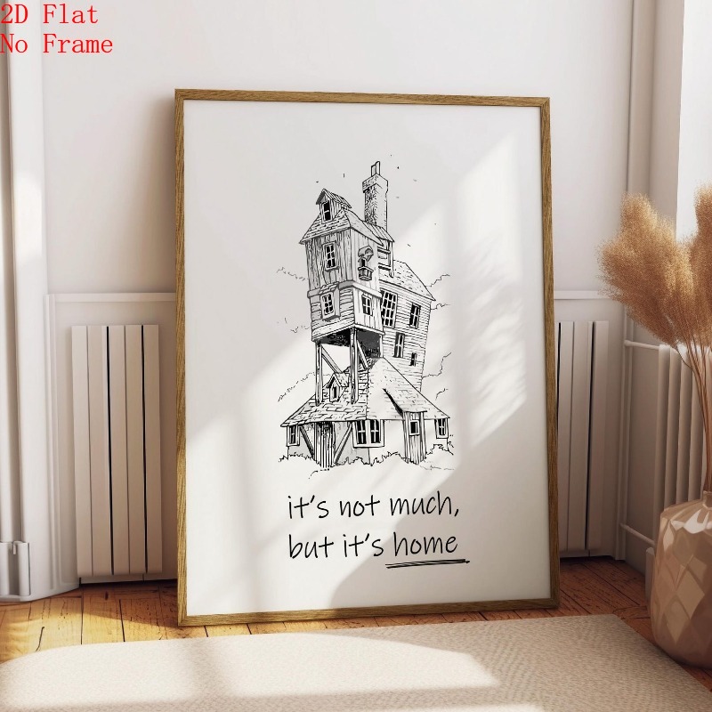 TEMU 2d Flat, [1pc 2d Flat No Frame Canvas Painting Posters Prints] Printable Wall Art - But Home - Weasley Home - Witch And Wizard Home Decor, For