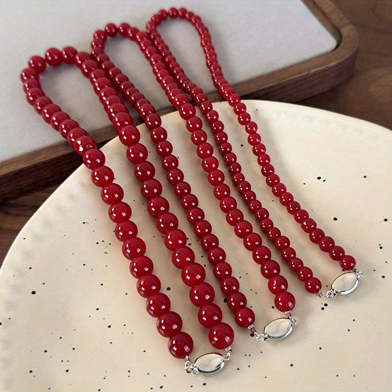 

Vintage Bead Necklace With Vintage Chinese-inspired Clasp - & Chic Women' Accessory For Casual Attire