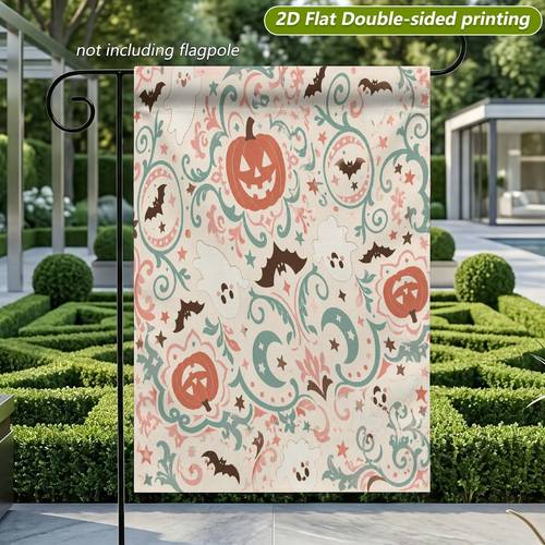 2d flat 2d flat 1pc pumpkins ghosts bats double sided printed garden flag made of plant fiber material does not flagpole 2d flat printing welcome flag