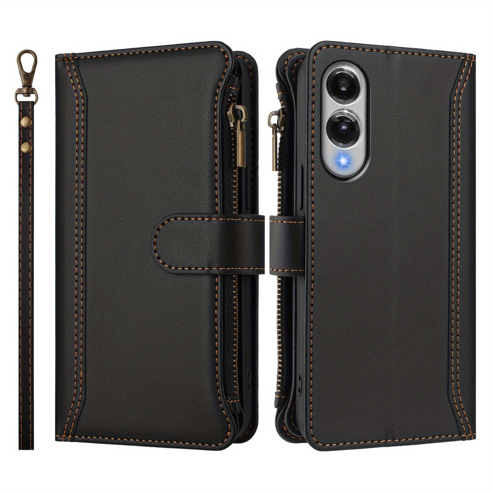 TEMU Phone Case: -card Zipper Pouch Leather Case, Durable Faux Leather Phone Cover With Card Holder, Credit Card Slots, Wallet, High-quality Stand