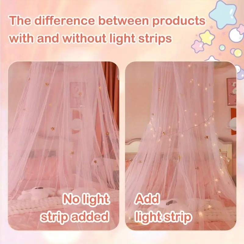 1pc 60x250x1050cm and elegant wedding bed mosquito net 6 string excluding battery style mosquito net set suitable for bedrooms outdoor camping and castle tents with domes pink white party packs details 1
