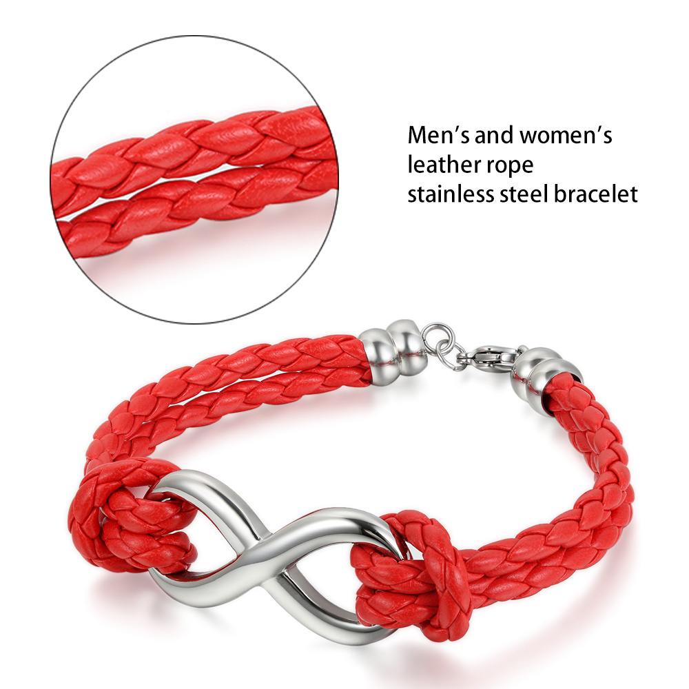 Image of Infinity Symbol Multilayer Braided Faux Leather Wrap Bracelet, Cute Charm Cuff Bangle For Women And Men, 20.5cm Stylish Wrist Jewelry
