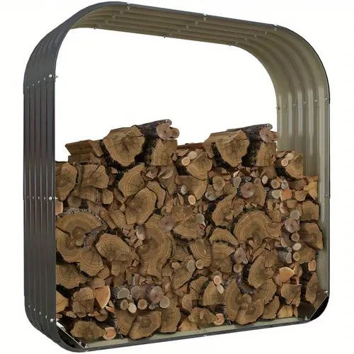 galvanized steel firewood storage rack 4 7 x 1 4 x 4 7 log holder storage shed with rubberized edge for safety and gloves for easy assembly