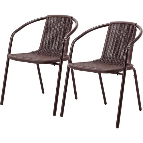 stackable pe rattan patio dining chairs indoor outdoor plastic chairs for garden porch restaurant and commercial use set of 1 2 4 white