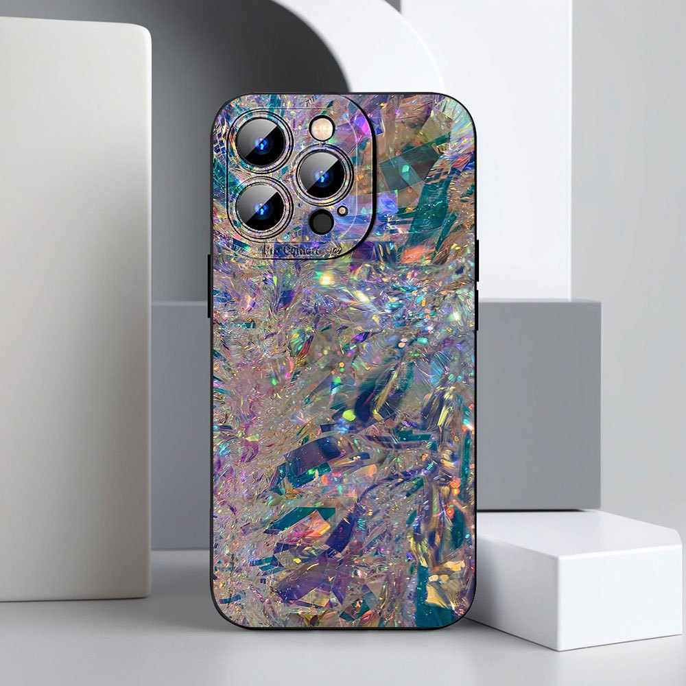 [Cute Phone Case] Thick Anti-Drop Crystal Black Phone Case | Simple & Cute, Minimalist Decoration, Suitable for iPhone 11/12/13/14/15/16/Pro Max Pro Plus Series Mobile Phone Cases, Mobile Phone Accessories, Gifts