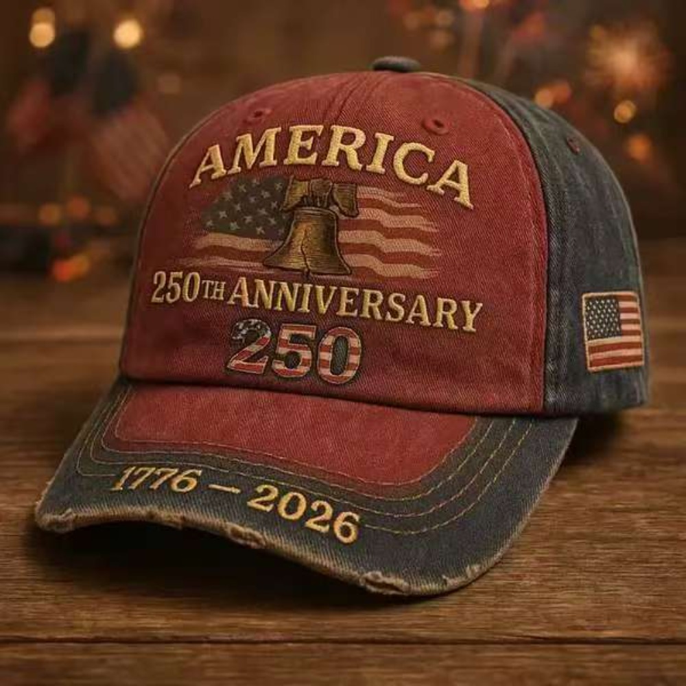 250th Anniversary USA Patriotic Baseball Cap Adjustable Vintage Style Flat Embroidered Hat